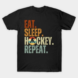 Eat Sleep Hockey Repeat Kids Adult Ice Hockey Retro Vintage T-Shirt